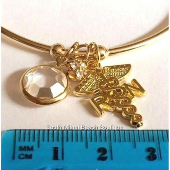 RN Nurse Charm Bracelet Caduceus Nursing Swarovski - Picture 7 of 7